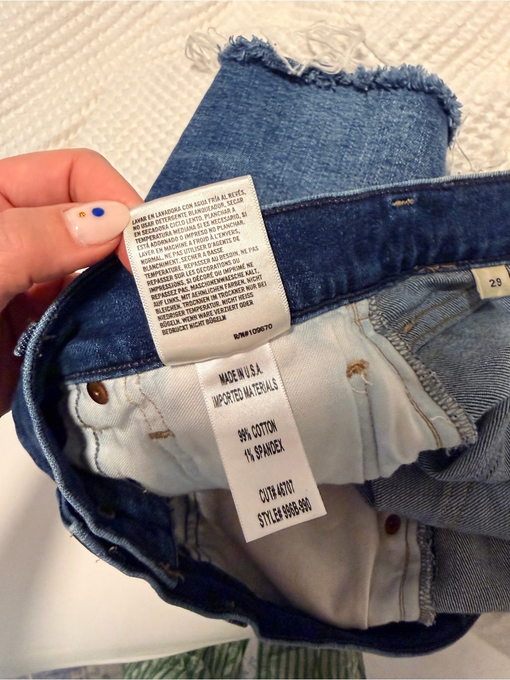 Citizens Of Humanity Dark Blue High-Rise Frayed Jean Shorts - Picture 9 of 9